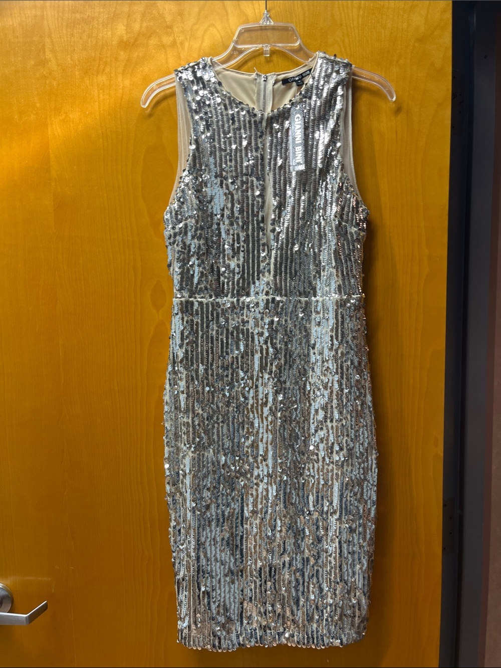 Gianni Bini Silver Sequin Midi Dress